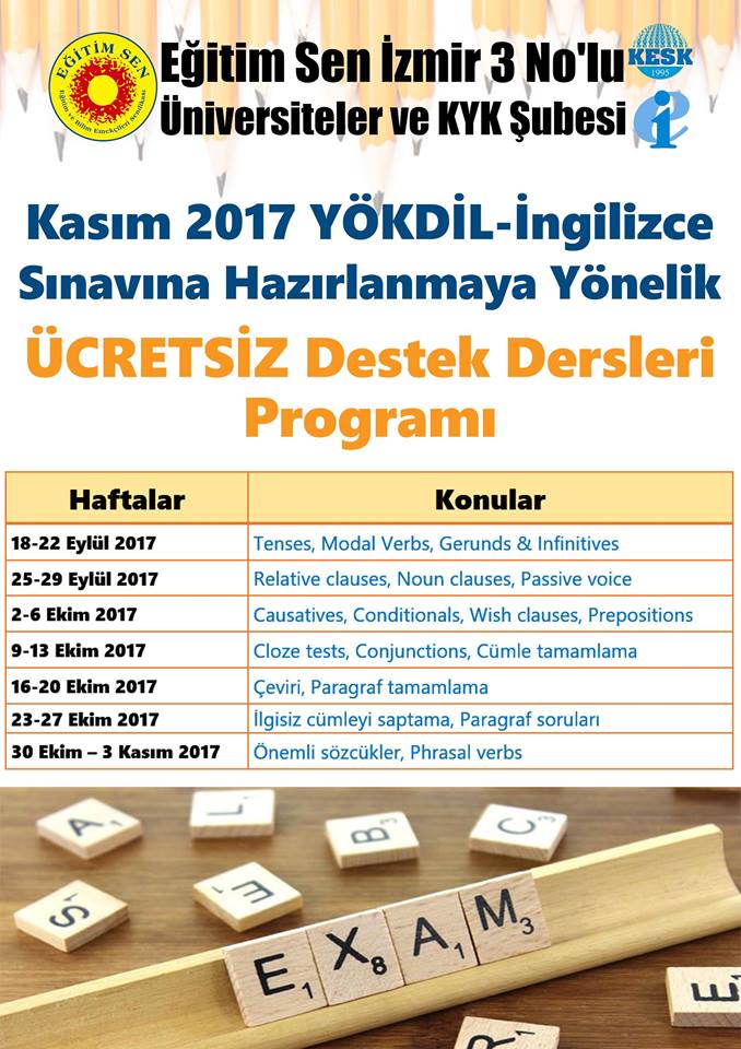 YOKDIL Destek dersleri Program Duyurusu